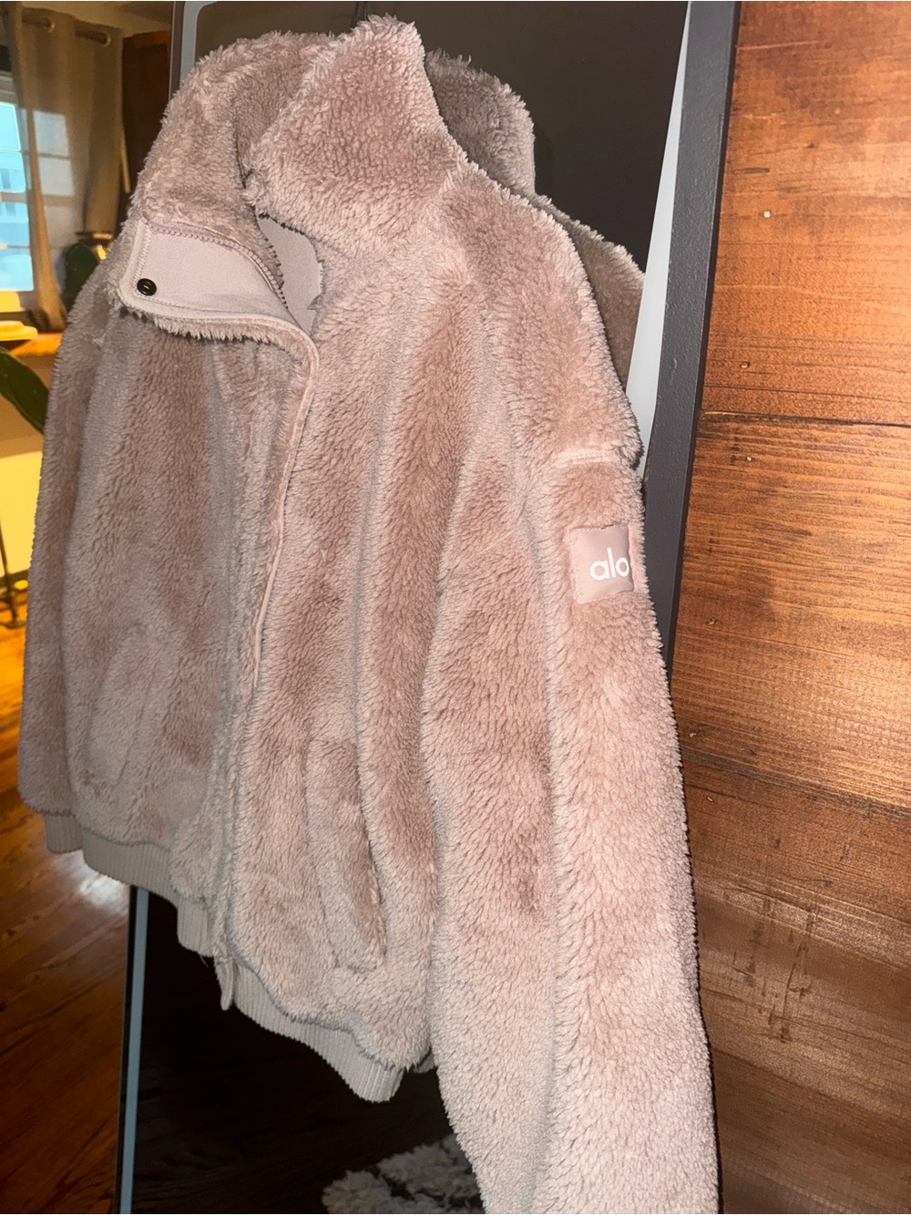 ALO Yoga Pink Sherpa Varsity Jacket